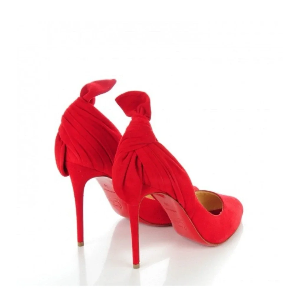 CHRISTIAN LOUBOUTIN Suede Barbara 100 Peep Toe Pumps 36 Oeillet size 37.5